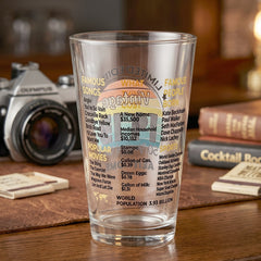 Printed vintage trivia drinking glass tumbler