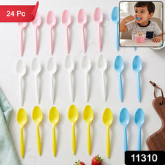 Disposable multicolor plastic spoon set, 24 pieces