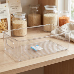 Crystal clear plastic storage box handle