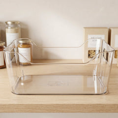 Transparent plastic storage box handle