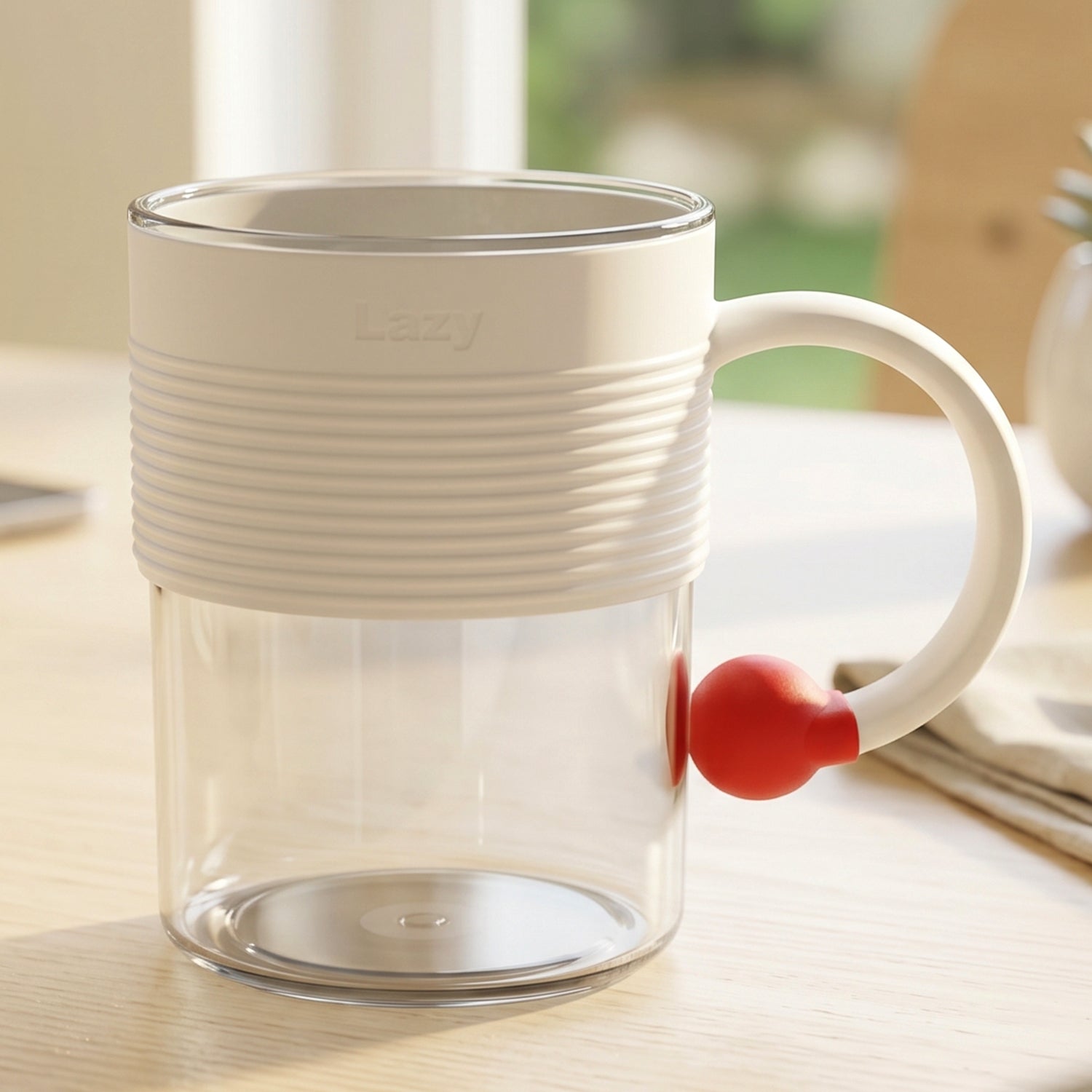 Transparent plastic tea coffee mug handle