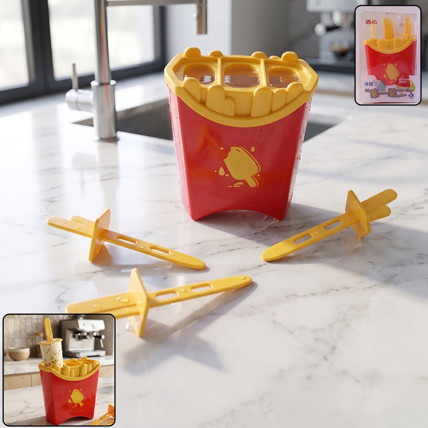 French fries shape ice popsicle mould
