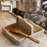 Plastic pot lid and cooking spoon holder stand for the kitchen