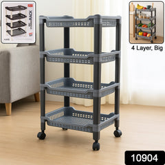 Apex 4-layer plastic rack with stable legs and wheels