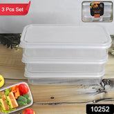 Plastic Square Lunch Box 3-Piece Kitchen Containers Set