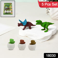 Close-up of colorful dinosaur puzzle erasers