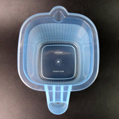 Side view of transparent square utility mug