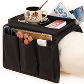 Black sofa arm rest storage bag with pockets