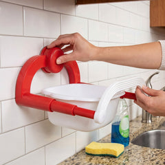 Wall mounted basin holder rack usage view