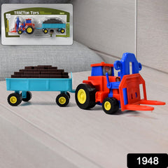 BuildBuddy Plastic Tractor Toy from Side View