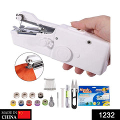 Close-up of mini cordless electric sewing machine