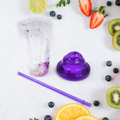 Colorful reusable plastic tumbler with double-wall design