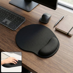 Close-up of gel wrist support on mouse pad
