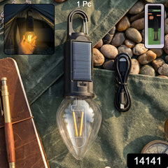 Solar camping lamp in retail packaging