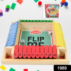 Shut The Box game pieces and colorful wooden board
