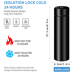 Scale showing dimensions of the Smart Vacuum Insulated Water Bottle