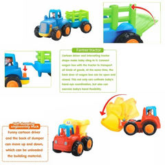 Colorful Pull-Back Construction Trucks