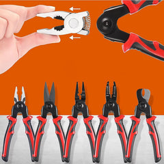 Compact 5-in-1 pliers set with soft ergonomic handles