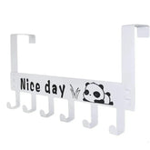 White heavy-duty door hook hanger rack with 6 hooks