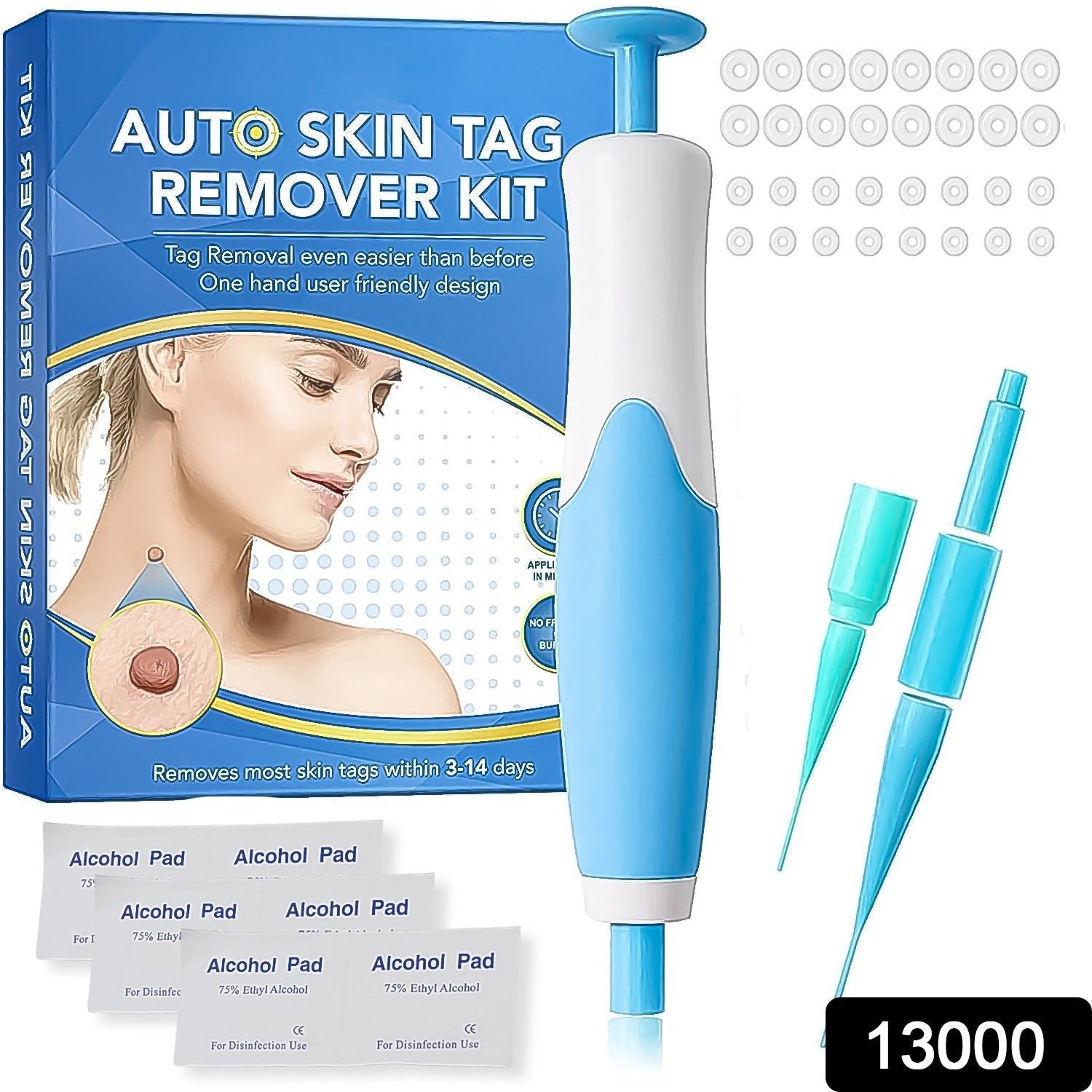 Close-up of skin tag remover device in use
