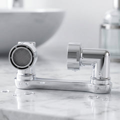 Close up of the rotating faucet spray head