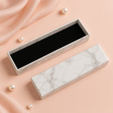 Luxury empty jewelry gift box 21x5cm marble finish with black velvet interior