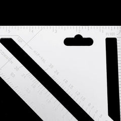 Compact double-sided triangle measurement tool on a white background.