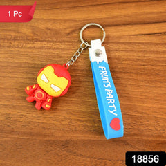 Cute Cartoon Silicone 3D Key Chain with Metal Hook & Strap (Pack of 1)