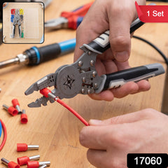 Multifunction wire crimping pliers kit with cutter, 1 set