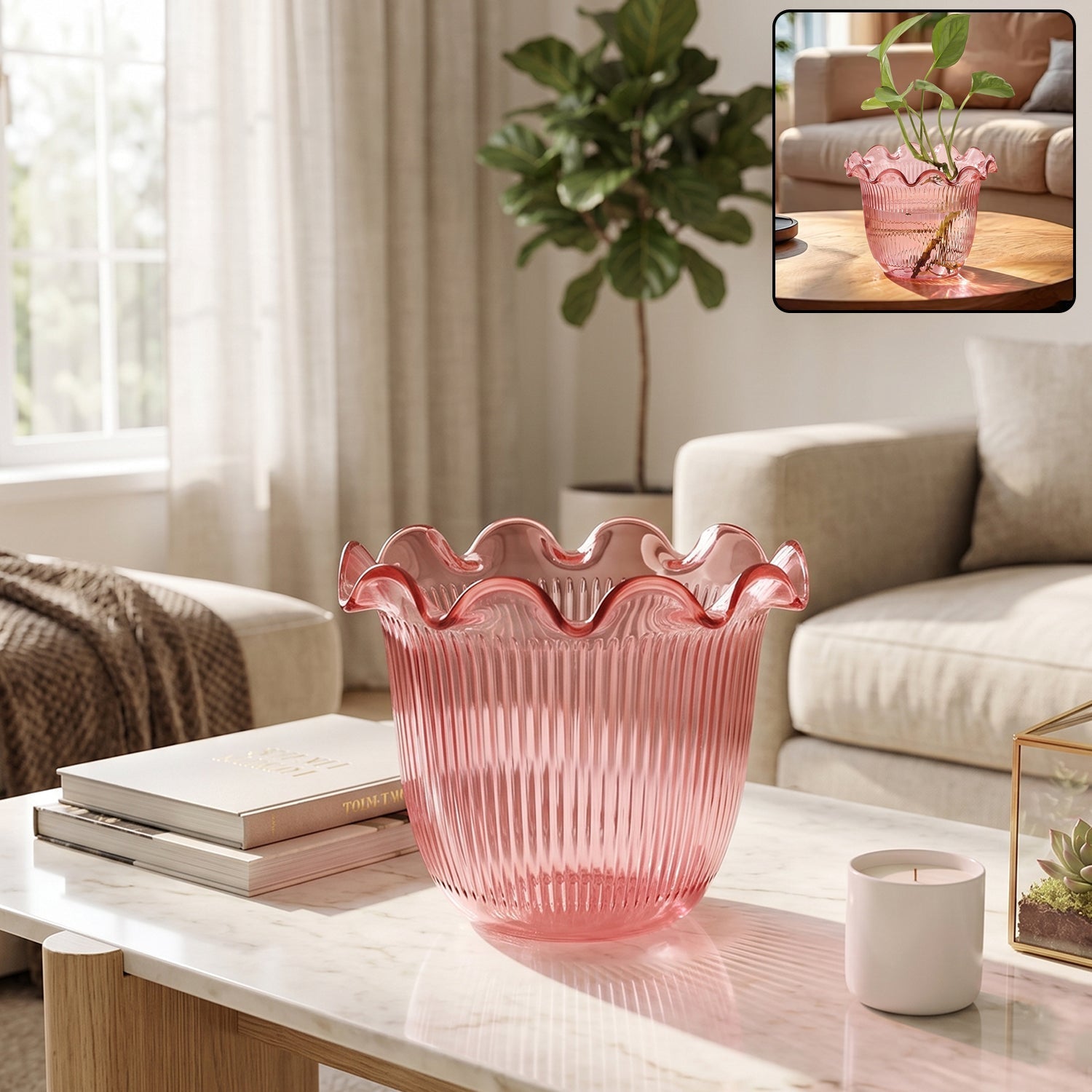 Decorative ruffled flower pot planter