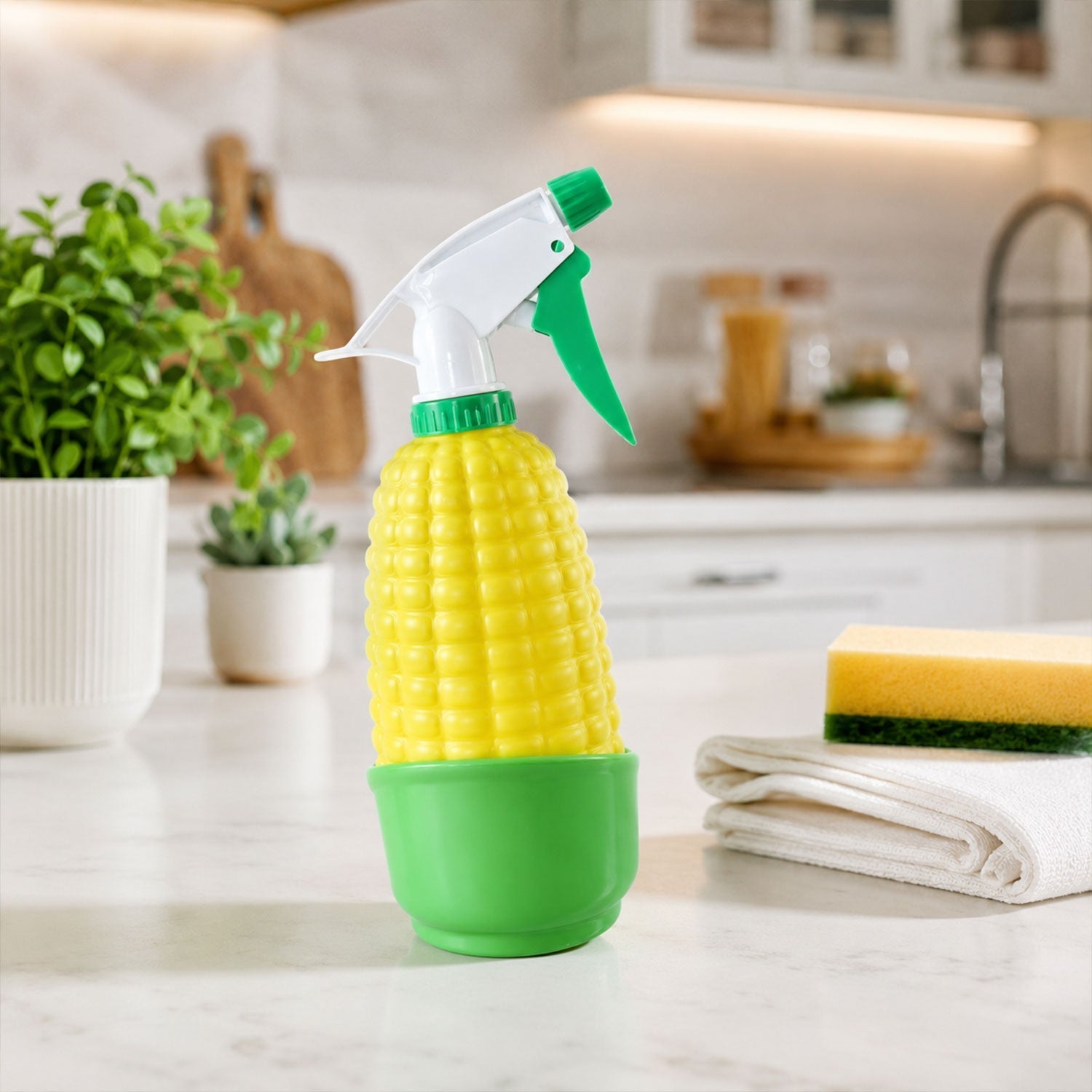 Corn shape trigger spray bottle with an easy-pull sprayer for plants.