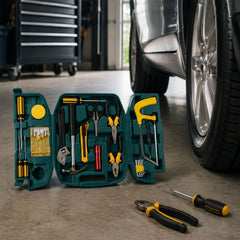 Close-up of the screwdriver and plier set from the multi-purpose tool kit.
