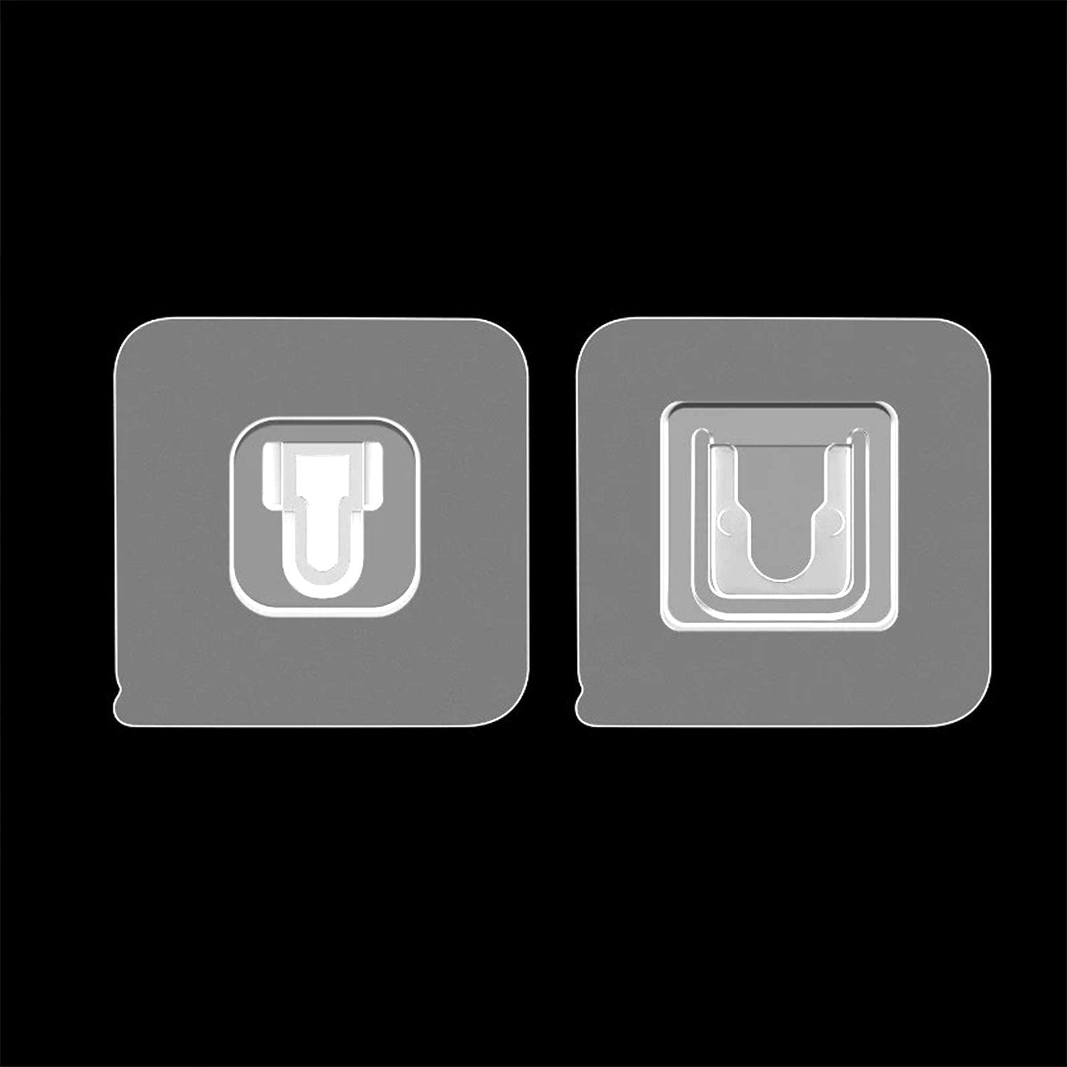 Pair of white heavy duty adhesive plastic wall hooks