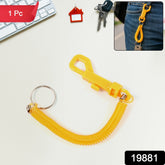 Coiled retractable keychain attached to belt loop