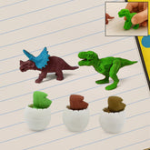 3D dinosaur and egg shaped puzzle erasers set of 5