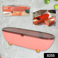 Top-down view of 4-compartment spice box, showing individual spoons