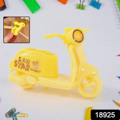 Bike shaped pencil sharpener on white background