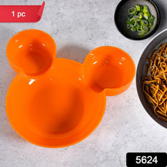 Stack of four Mickey Mouse plates in red, yellow, blue, and green