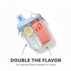 Dual compartment water bottle side view