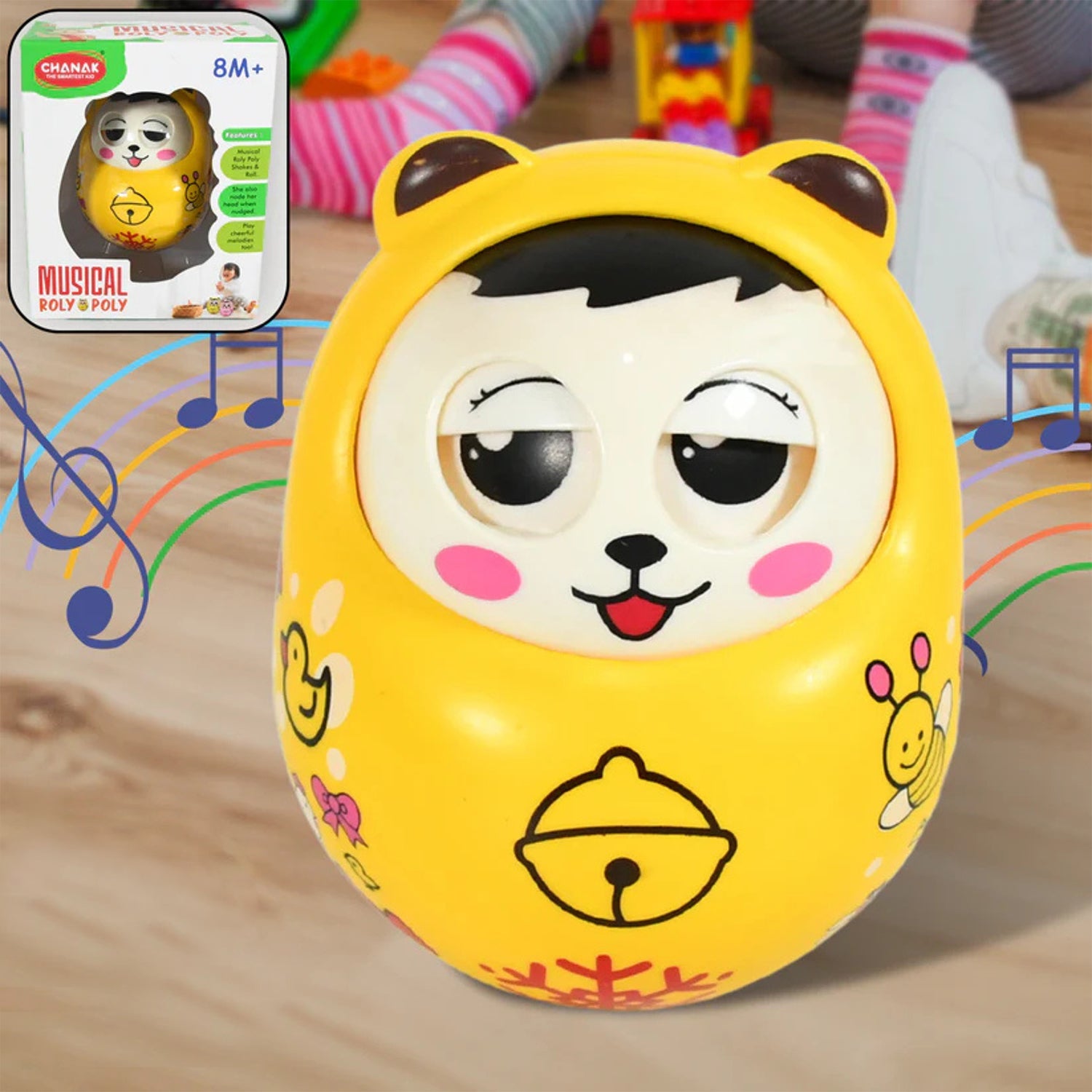 Multicolor musical roly poly wobbling toy for babies