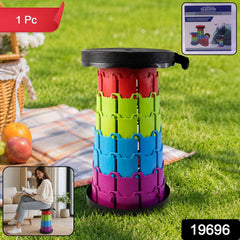 Compact folded telescopic stool with carry strap