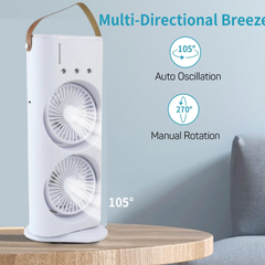 Double-ended mist spray fan close-up