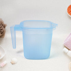 Ergonomic transparent square plastic bath mug