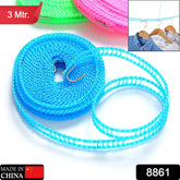 3 Meter nylon anti-slip clothesline rope with stainless steel hooks