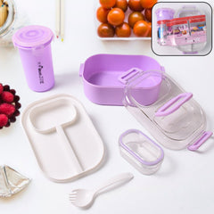 Kids plastic lunch box set with bottle, spoon & compartments