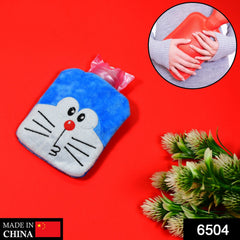 Front view of Doremon Hot Water Bag with blue soft cover