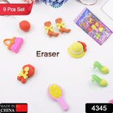 Assorted mini erasers for kids, including food, animal, & object shapes