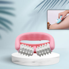 Hand holding the plastic cellulite massage roller