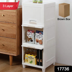 Side angle view of foldable plastic storage drawers