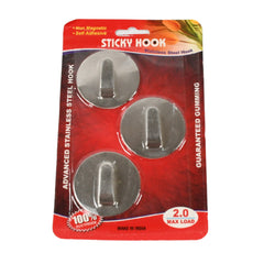 Pack of multiple heavy-duty self-adhesive wall hooks